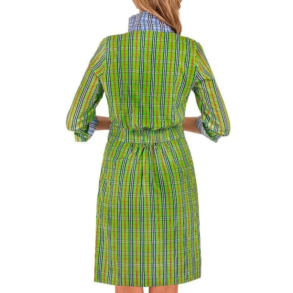 Gretchen Scott Breezy Blouson Sunshine Plaid Green Dress Size Small - Image 3