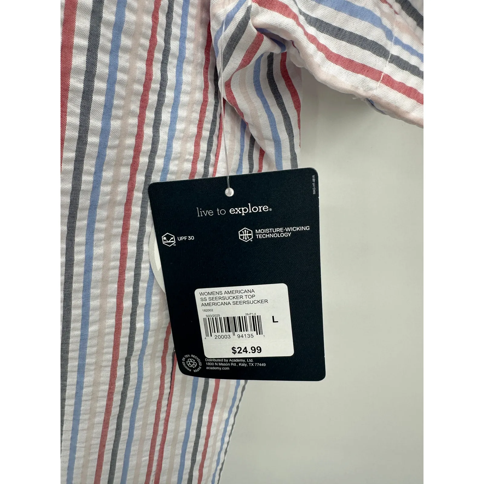 Magellan Womens Fish Gear Classic Fit Striped Top Sz L NWT Short Sleeve Outdoors - Image 6