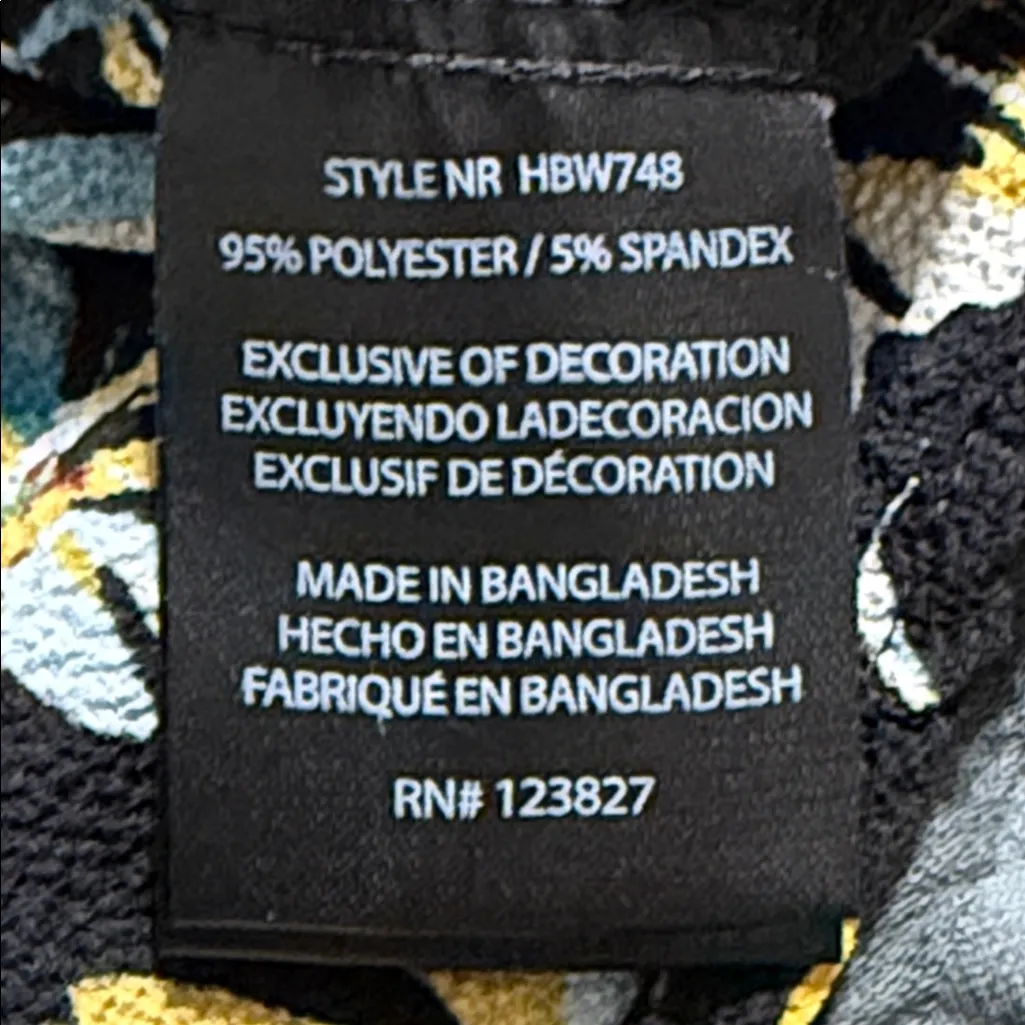 Harve Benard women’s size XL blue gold floral blouse square neck elastic sleeve - Image 7