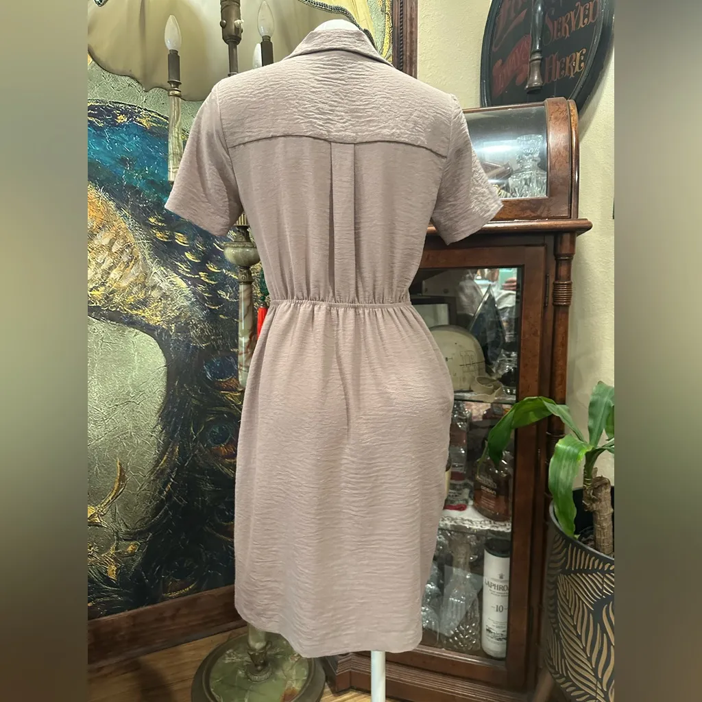 Monteau Los Angeles Mauve Double Breasted Midi Dress Tan - Image 4