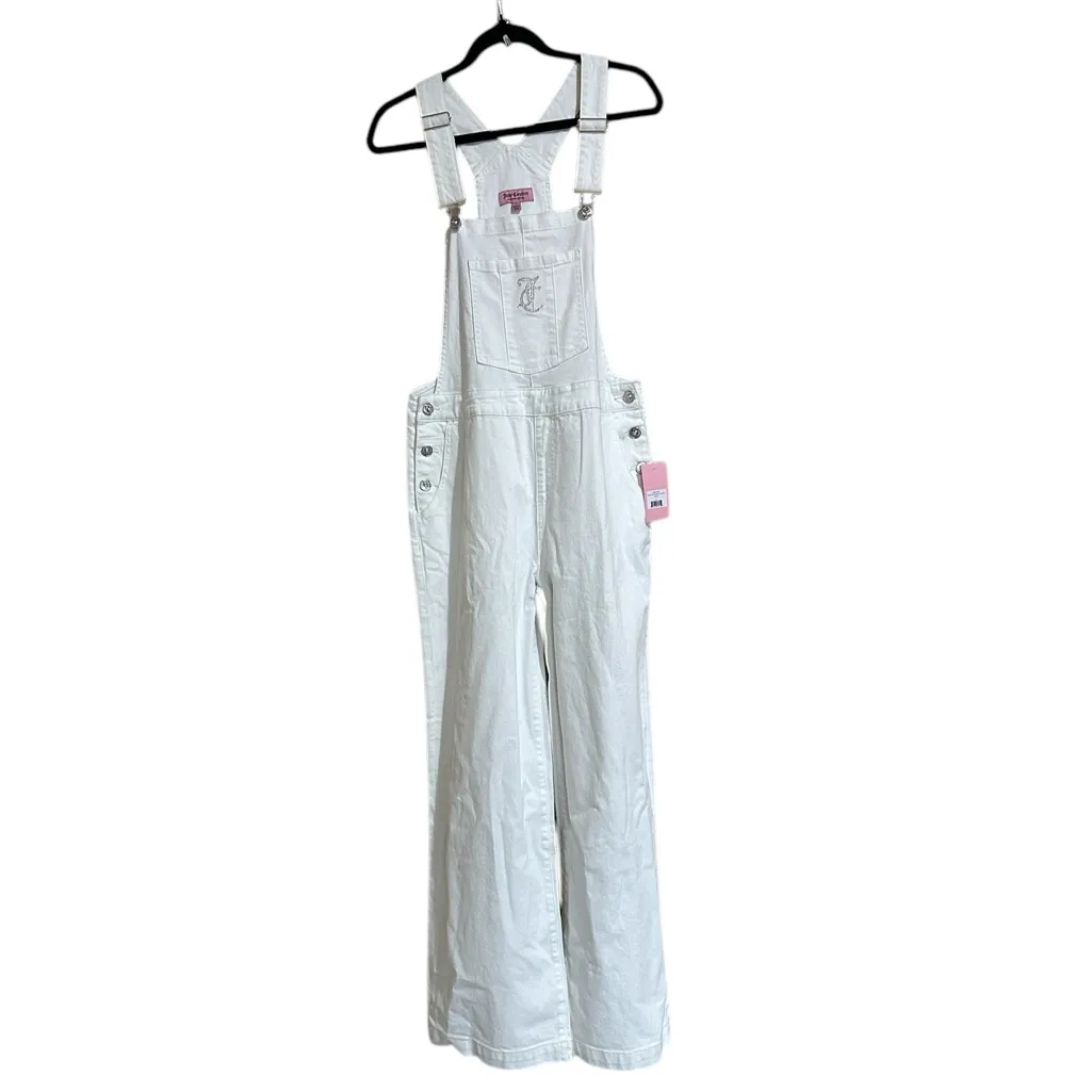 NWT Juicy Couture Wide Leg Overalls Large, WHITE - Image 7