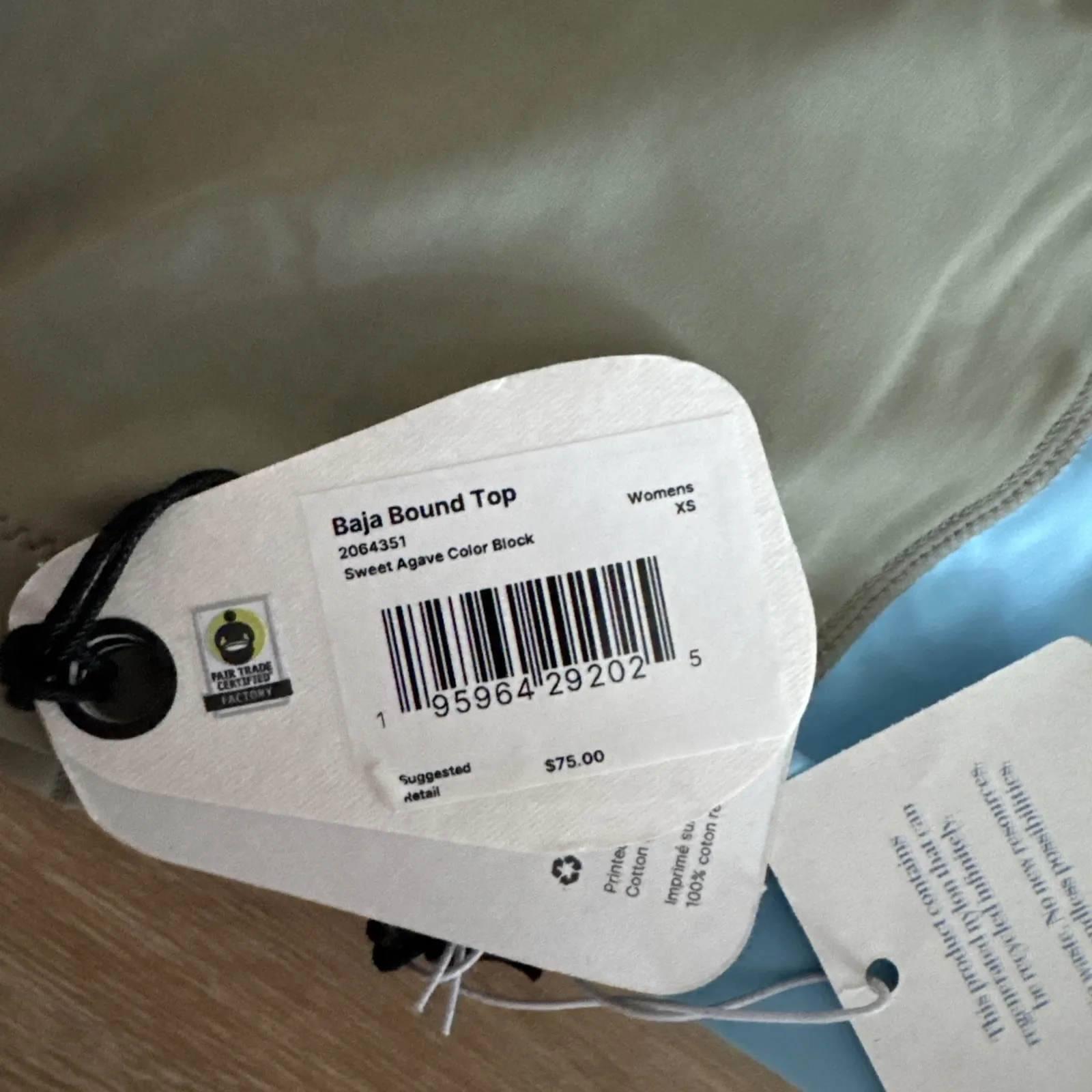 prAna Baja Bound Bikini Top Sweet Agave‎ Color Block Green Blue Womens Size XS - Image 8