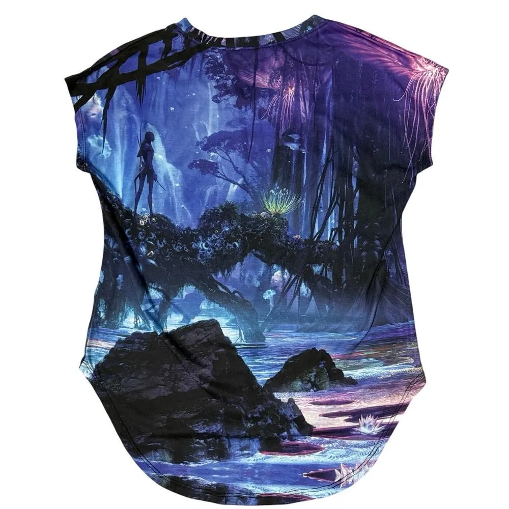 Disney Parks Women’s XS Animal Kingdom Avatar Navi River Scene Pandora Shirt - Image 2