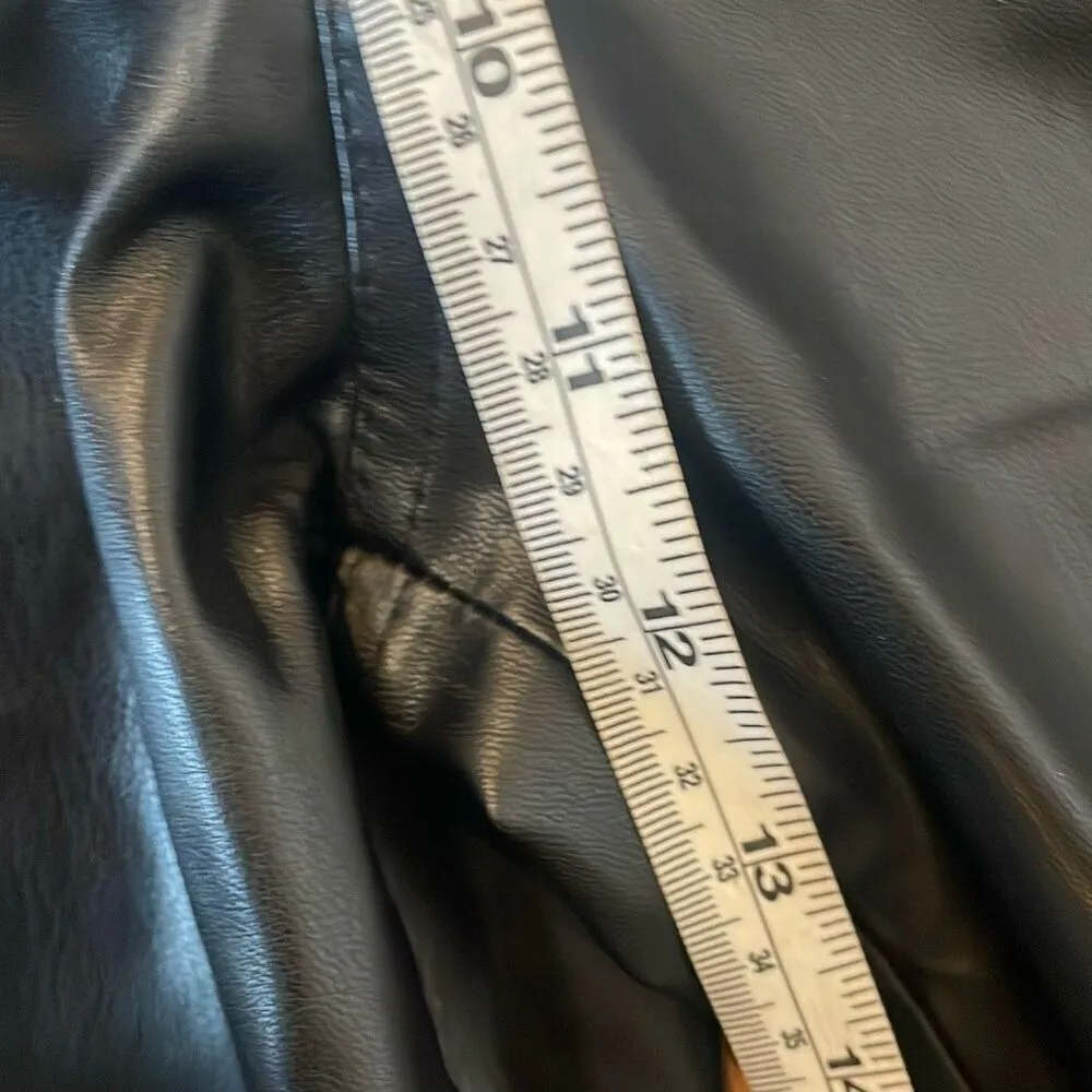 Zara black faux leather high rise straight leg pant 00 - Image 6