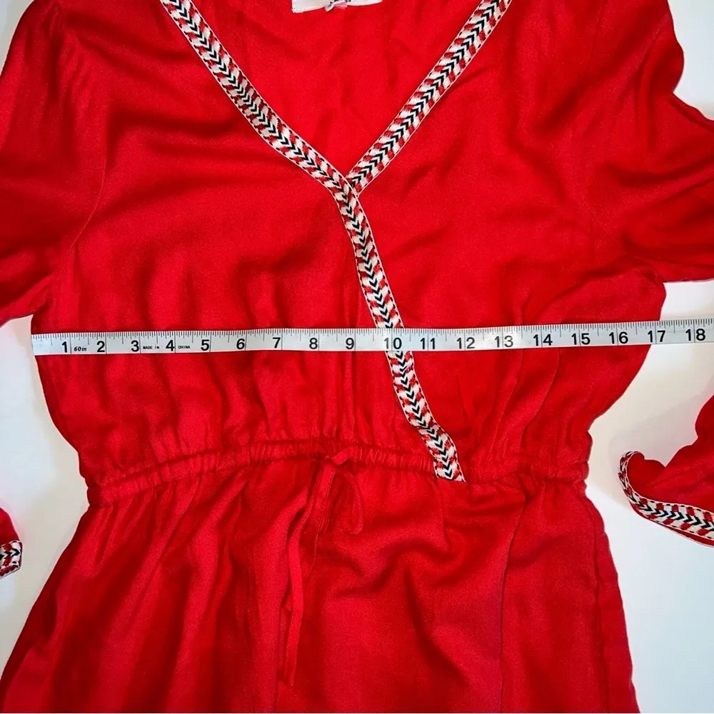 Jack by BB Dakota Klea Embroidered Surplice Dress Fire red size small - Image 15