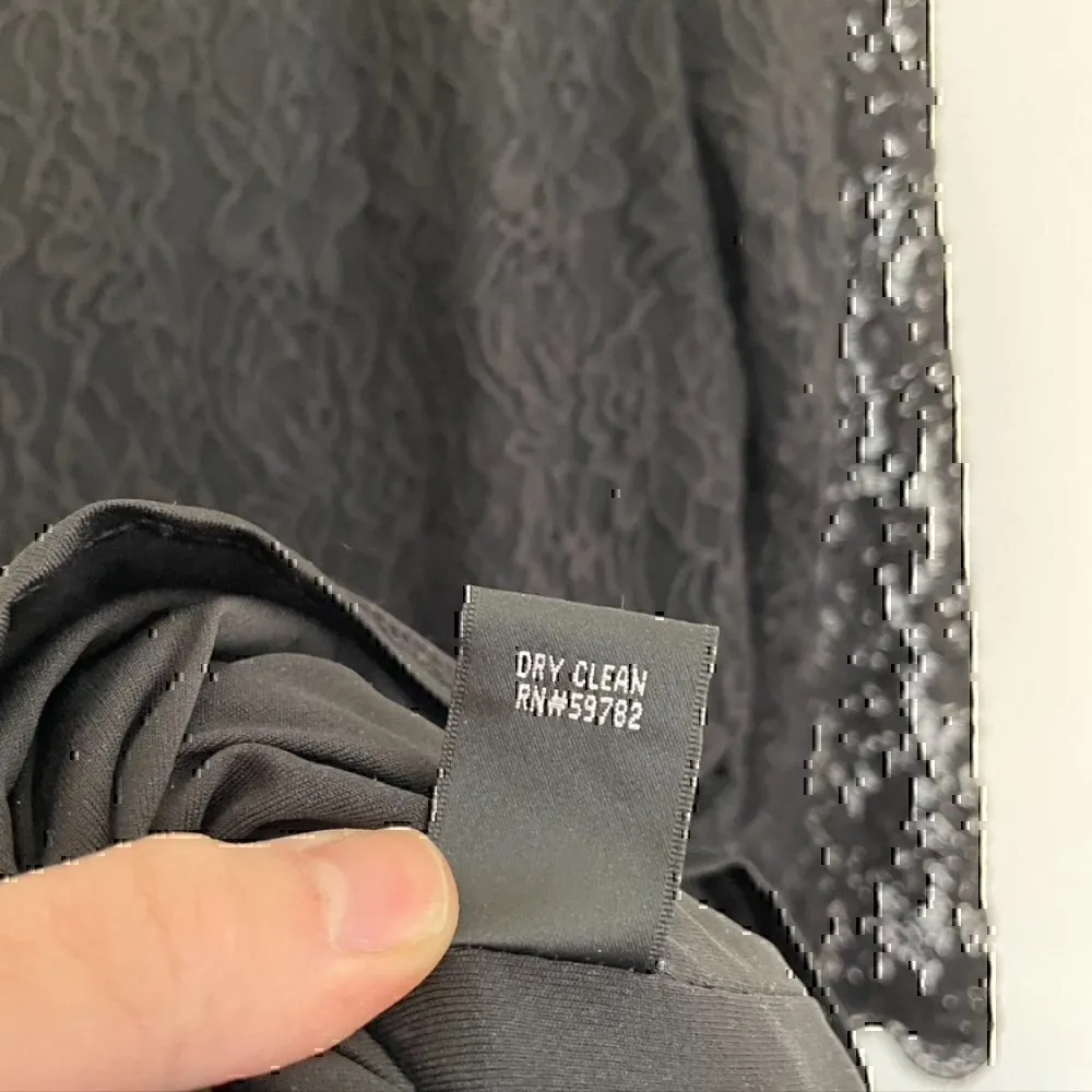 ADRIANNA PAPELL Black Lace Square Neck / V V-Neck Back 3/4 Sleeve Sheath Dress 4 - Image 9