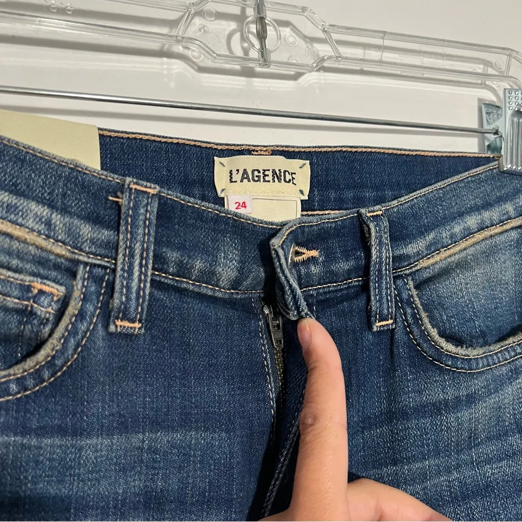 NWT L'agence El Matador High Rise Slim Jeans Raw hem In Meridian Wash‎ Size 24 - Image 6