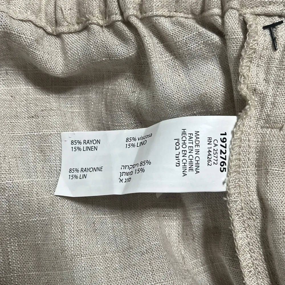 Pants Sz 3X Ruffle Elastic Waist Linen Blend High Waisted Wide Leg - Image 6