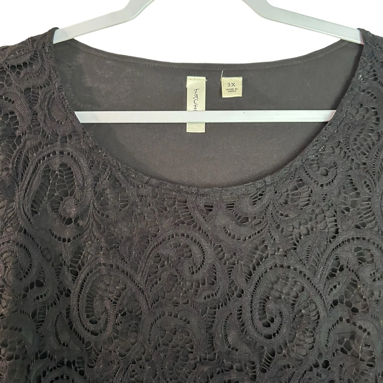 Tacera Lace Shift Dress Black SZ 3X Lined 3/4 Wide Sheer Sleeves Minimalist Goth - Image 3