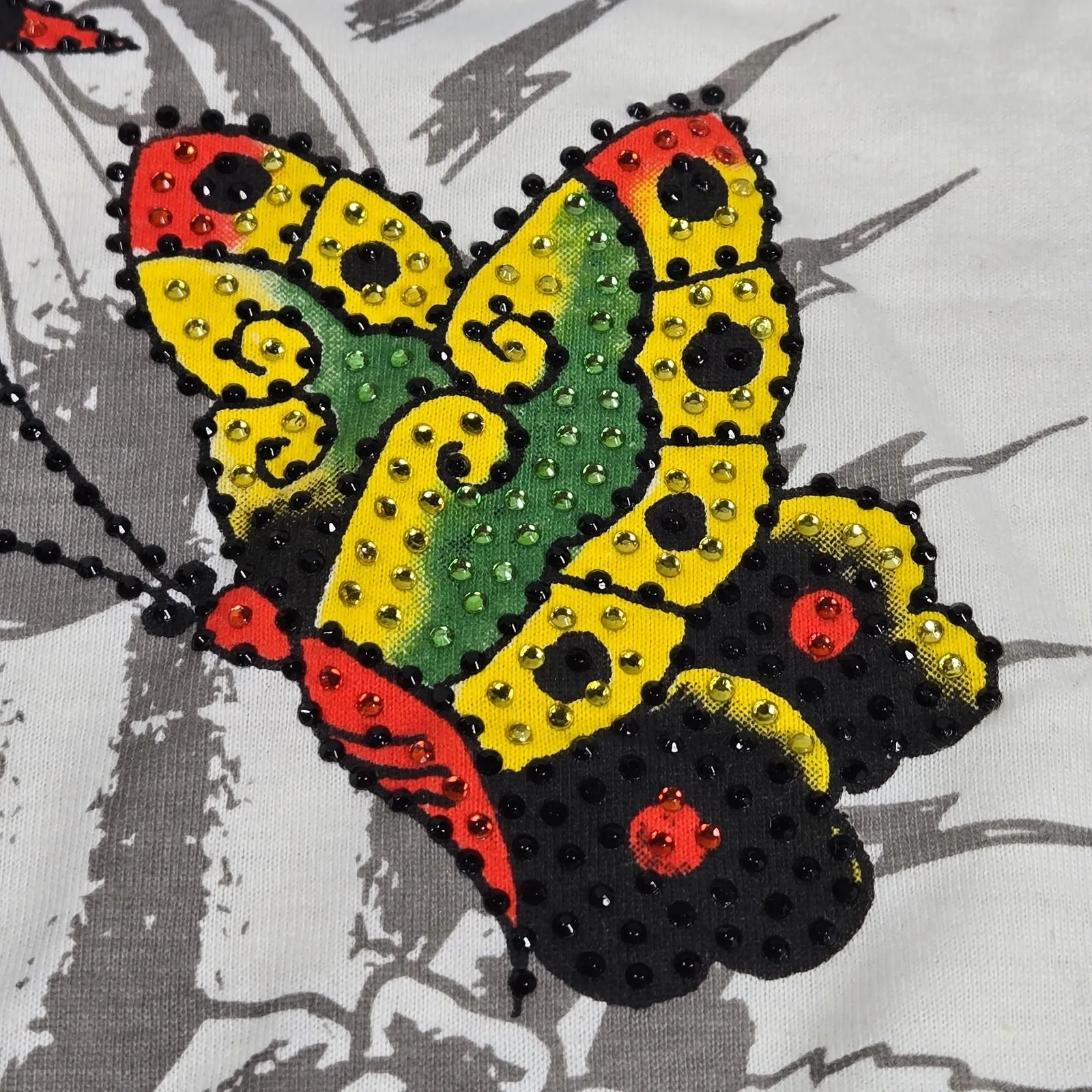 Ed Hardy Rhinestone Butterflies‎ Cropped Baby T-Shirt L NWT - Image 9