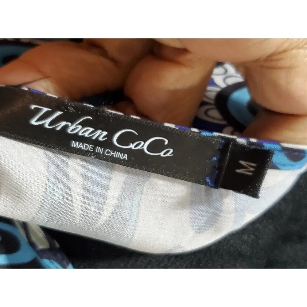 Urban CoCo Women Multicolor Polyester Round Neck Long Sleeve Knee Length Dress M - Image 10