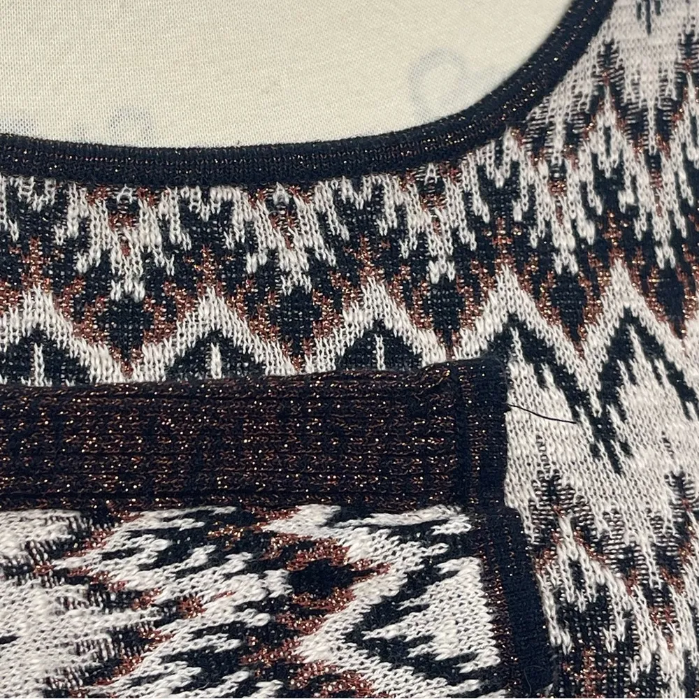 BodyCon Chevron Knit Sweater Dress Cozy Cabin Metallic Low Back - Image 13