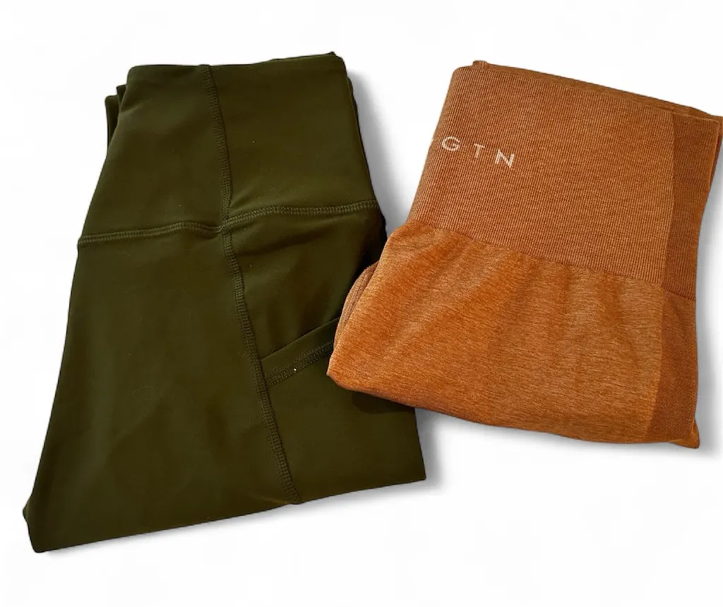 2-Piece Active Leggings Bundle Old Navy XS Olive + NVGTN Seamless Leggings S - Image 1