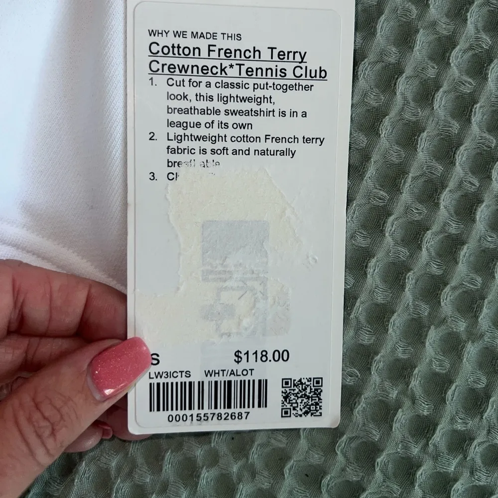 NWT Lululemon French Terry Crewneck * Tennis Club
Size Small - Image 2