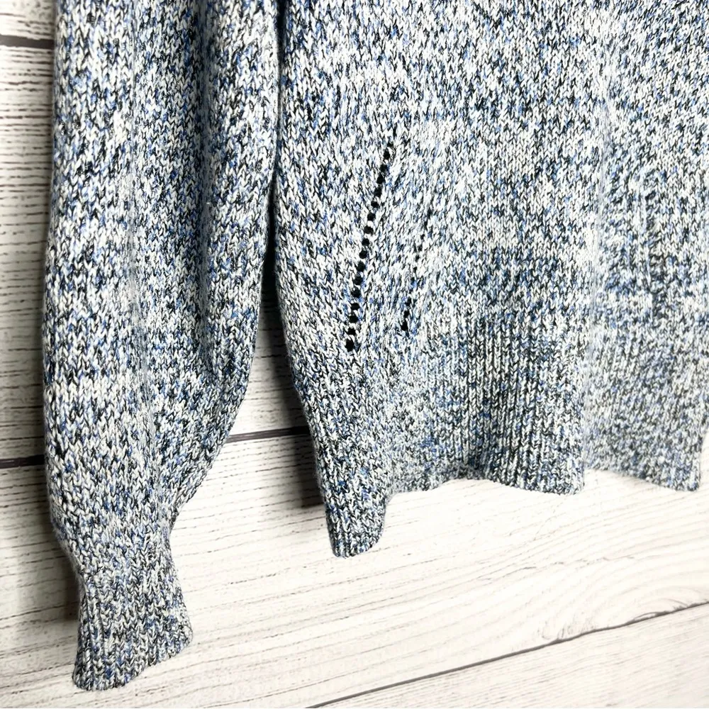 WHBM Blue Multicolor Cozy Thick Knit V-Neck Pullover Sweater Top Size Small - Image 5