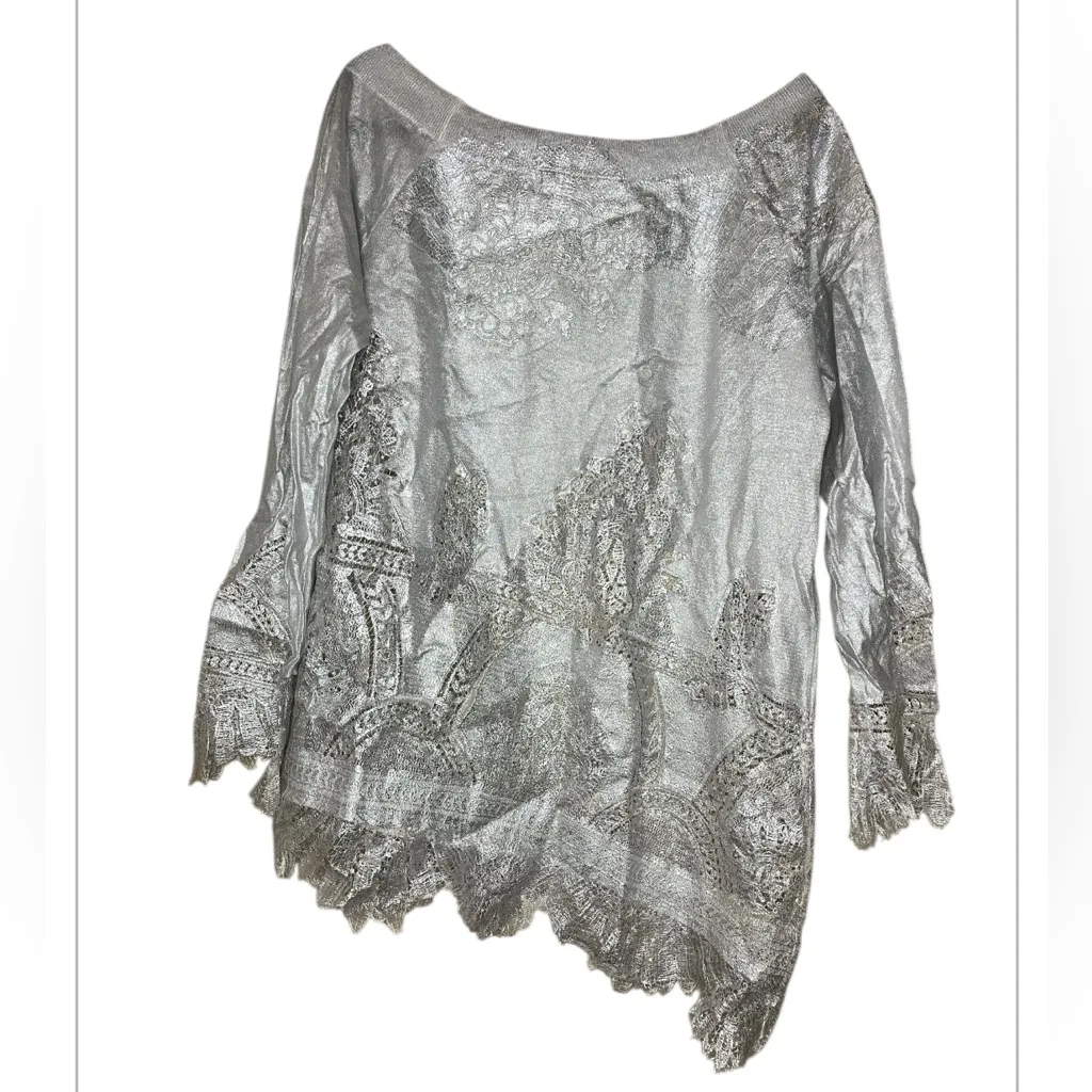 Ermanno Scervino silver metallic Lace Tunic size 46 US 10 - Image 4