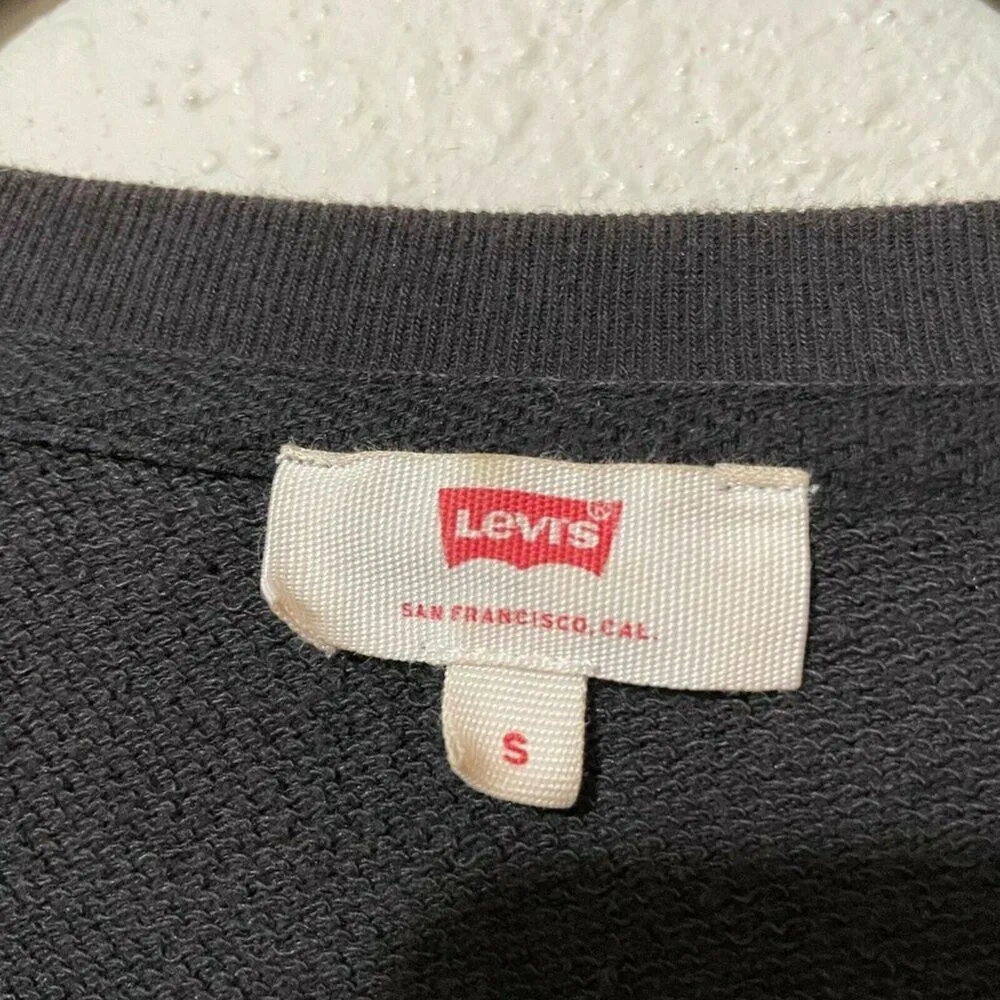 Levis Womens Black Regular Fit Round Neck Long Sleeve Cropped Sweatshirt Small - Image 4