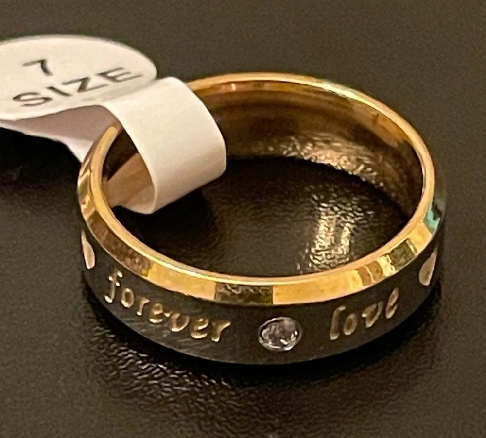 6mm CZ gold forever love ring size 7 - Image 6