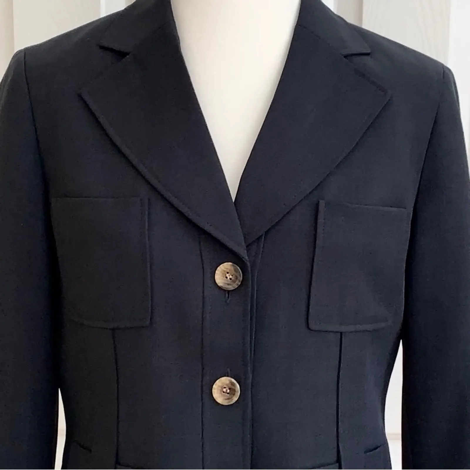 Evan Picone Suits Blazer Jacket Blue Button Front Safari Business Career Size 8 - Image 3