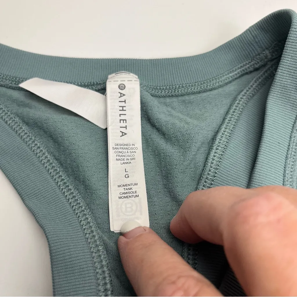Athleta‎ Athletic Tank Tops Womens Size Large Green Pink Stretch Outdoor *FLAW - Image 2