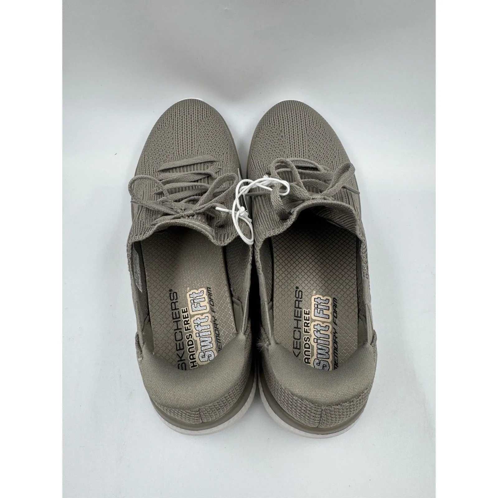 New Skechers Women Taupe Beige Virtue Swift Fit Sneaker Hands Free Memory Foam 9 - Image 6