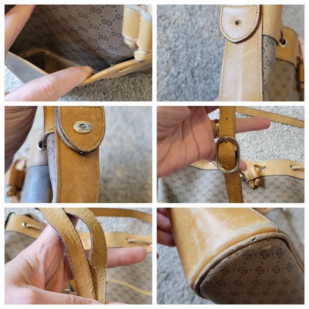 Gucci Canvas Crossbody Bucket Bag. - Image 11