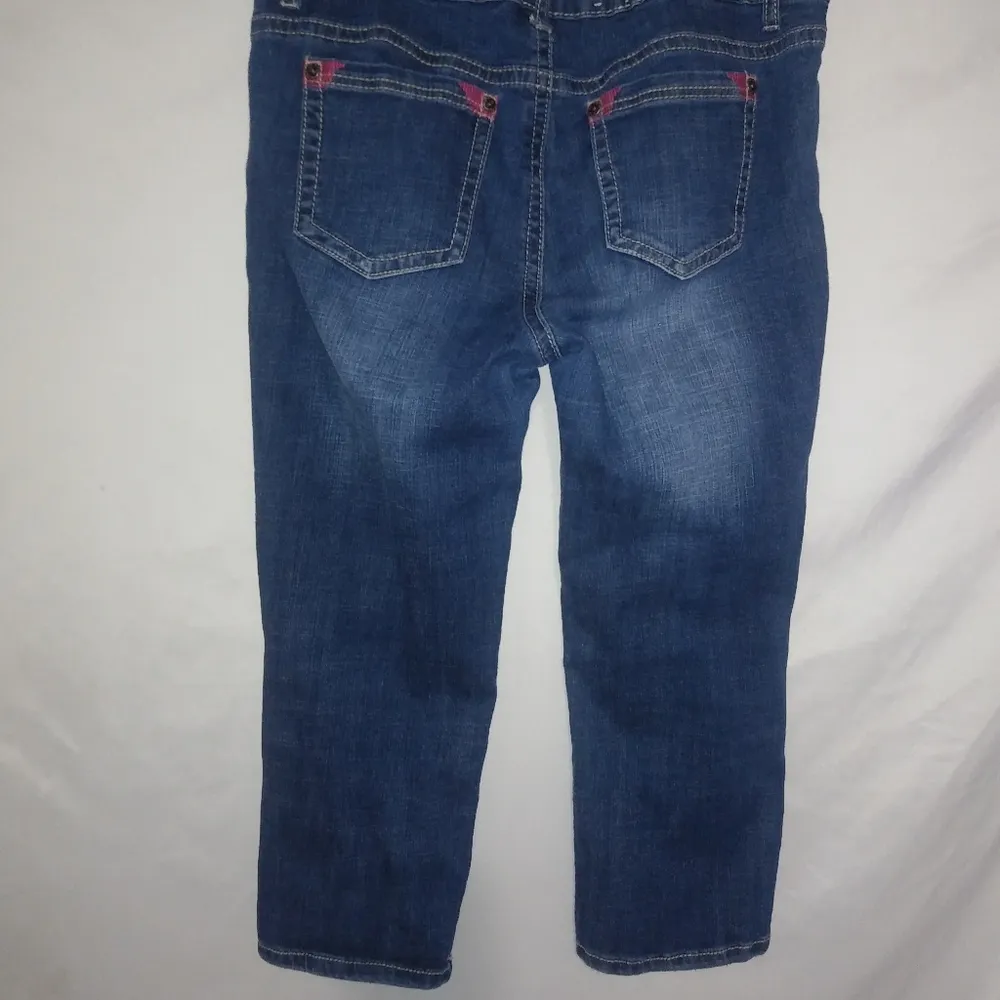 Royal Premium 12 33x21 Dark Wash Pink Accent Capri Jeans Blue Size 33 - Image 2