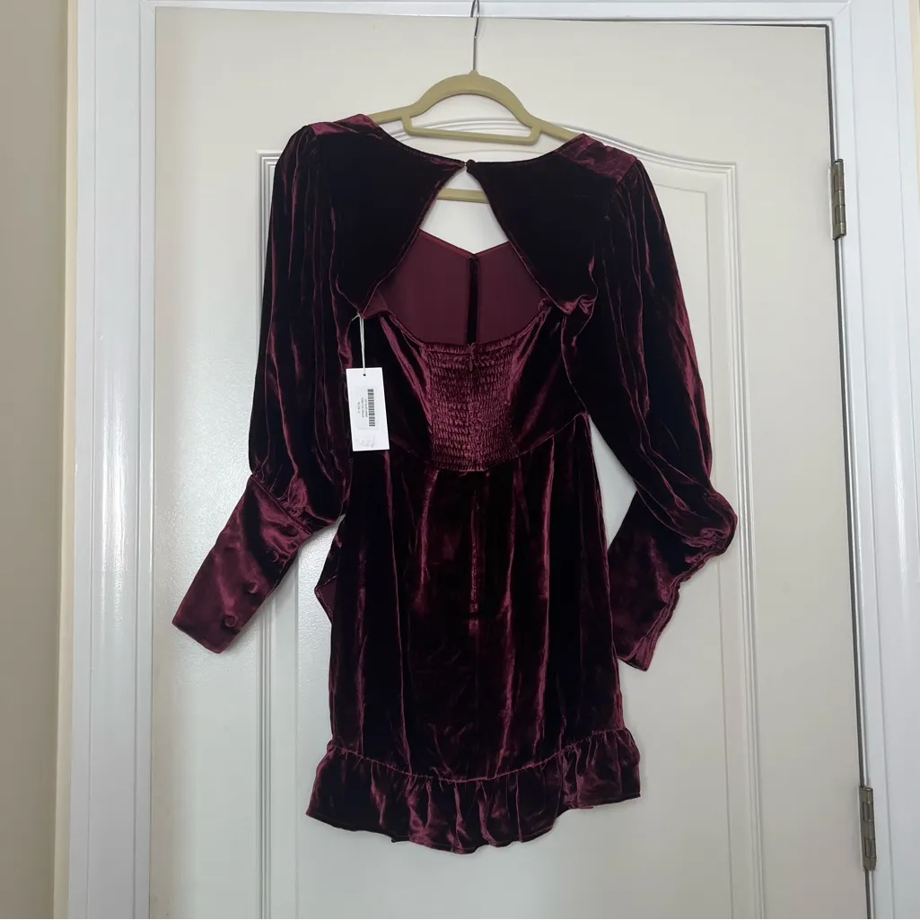 NWT Reformation Fortune Velvet‎ Mini Dress in Plum Size 0 - Image 3