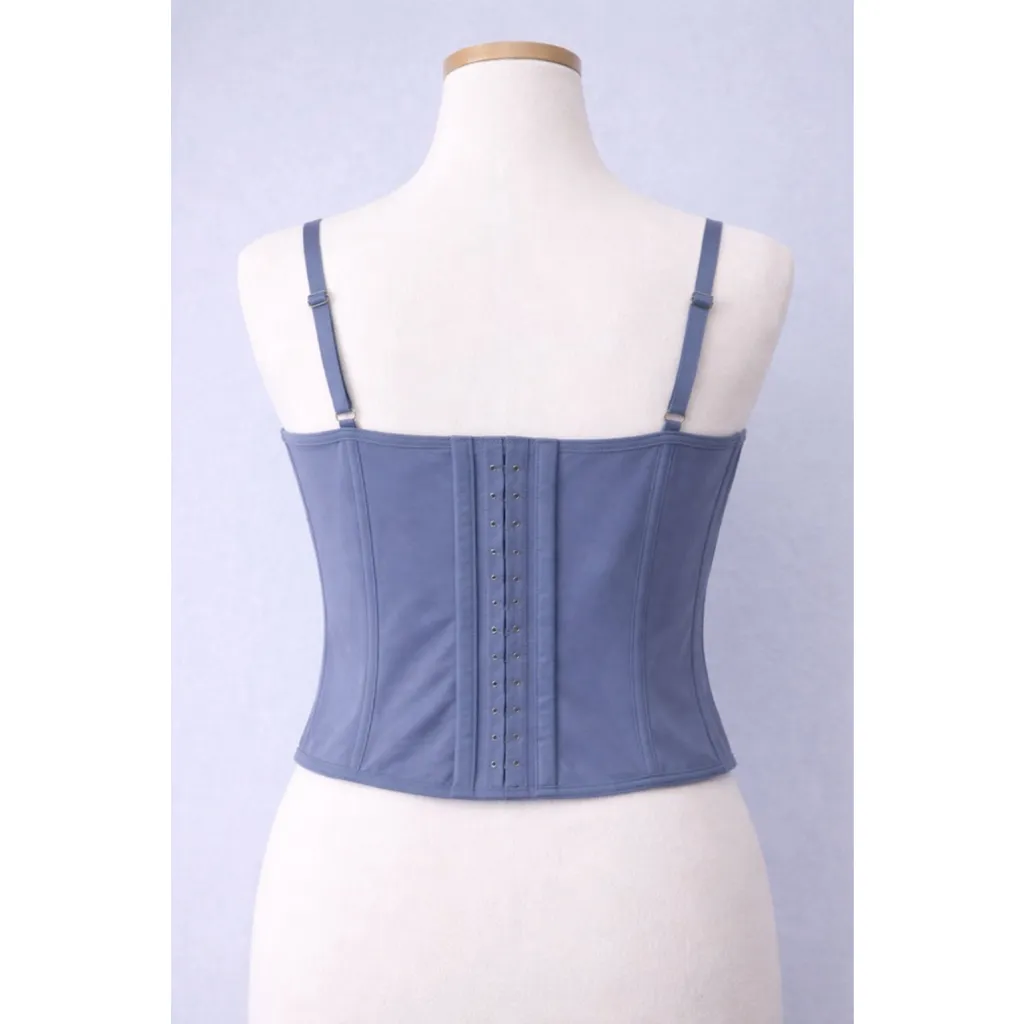 Dusty Blue Lace Corset Bustier Top – Underwire Longline – Medium Size undefined - Image 3