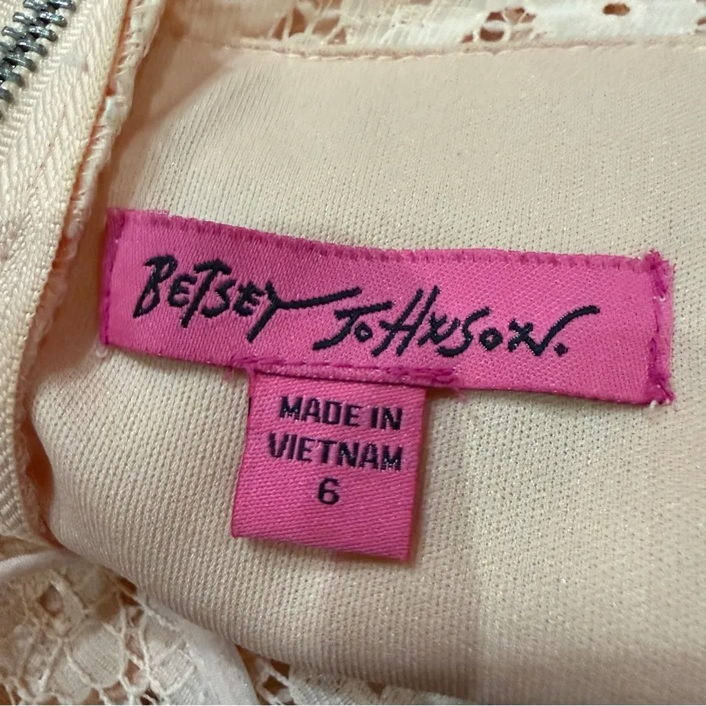 BETSEY JOHNSON peach lined lace dress with peekaboo sheer lace collar & back / 6 - Image 13