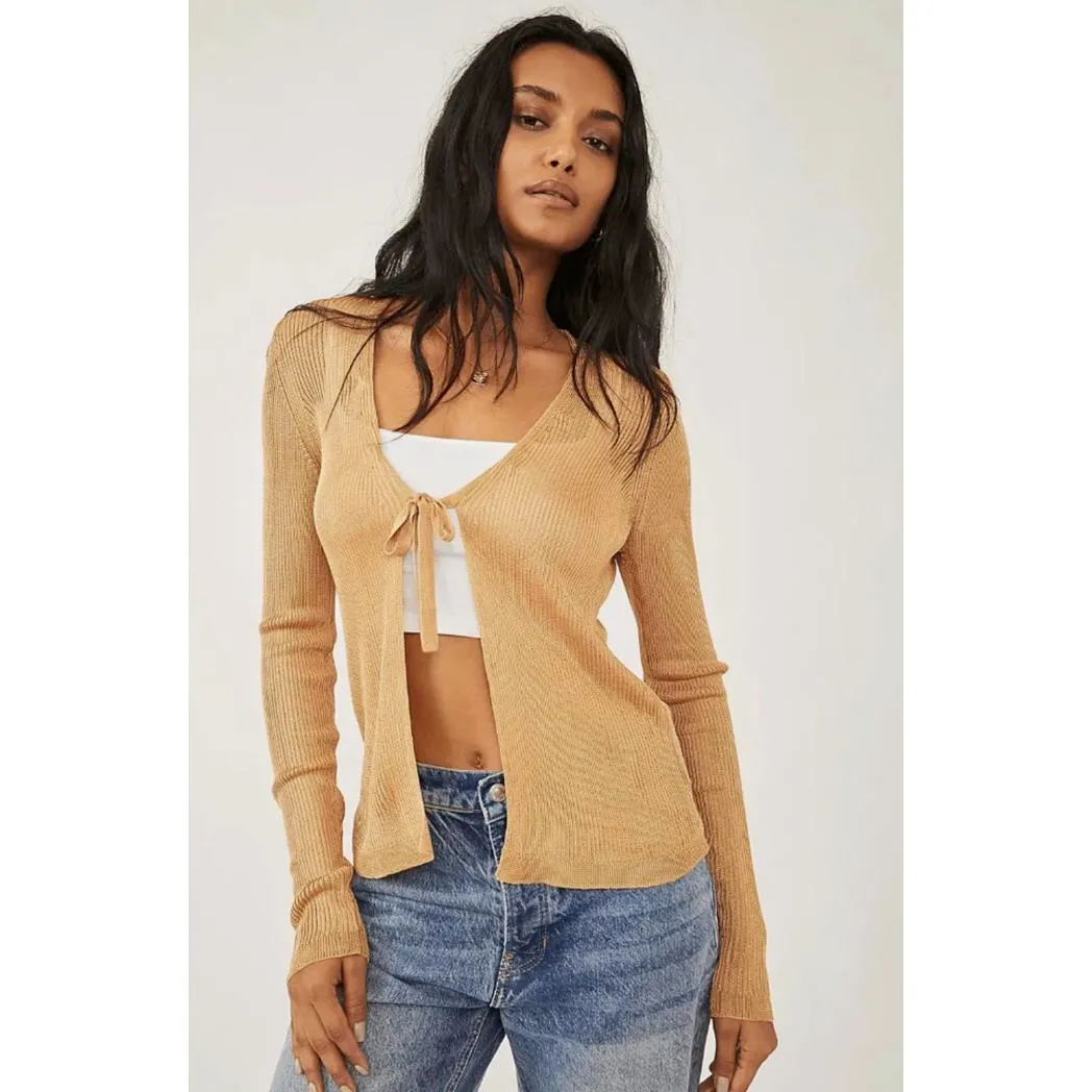 Free People Tan Marlena Velvet Sands Cardigan - Size - XL - NWT - Image 2
