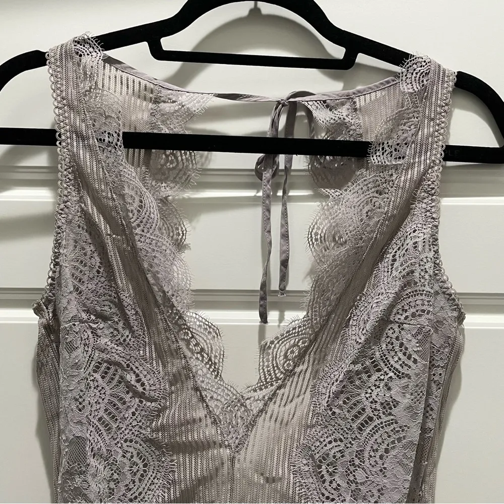 Victoria's Secret Grey Lace Tie Back Romper Lingerie - Image 2