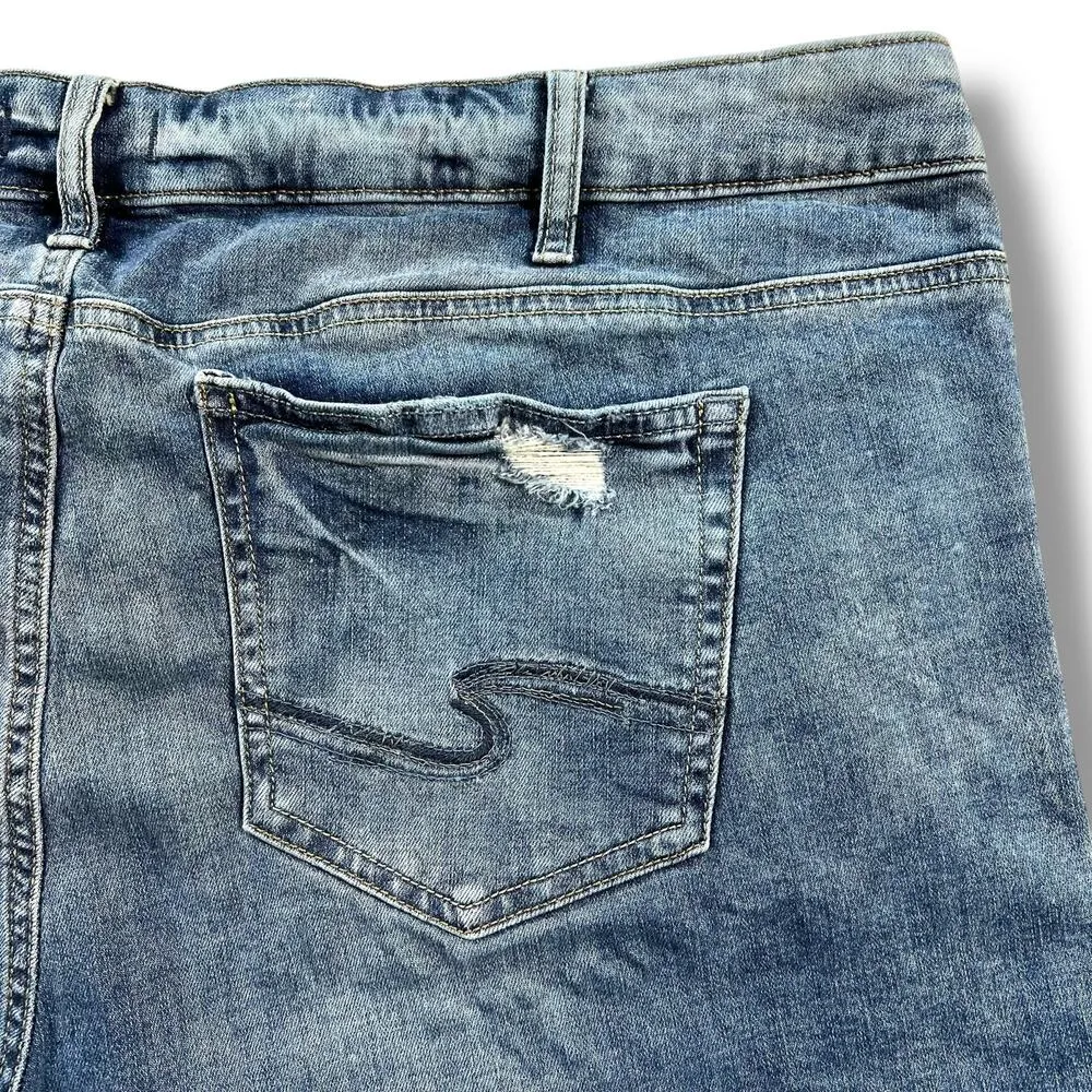 Silver Jeans Co Womens Denim Blue Jean Shorts Distressed Bermuda Length Size 20 - Image 5
