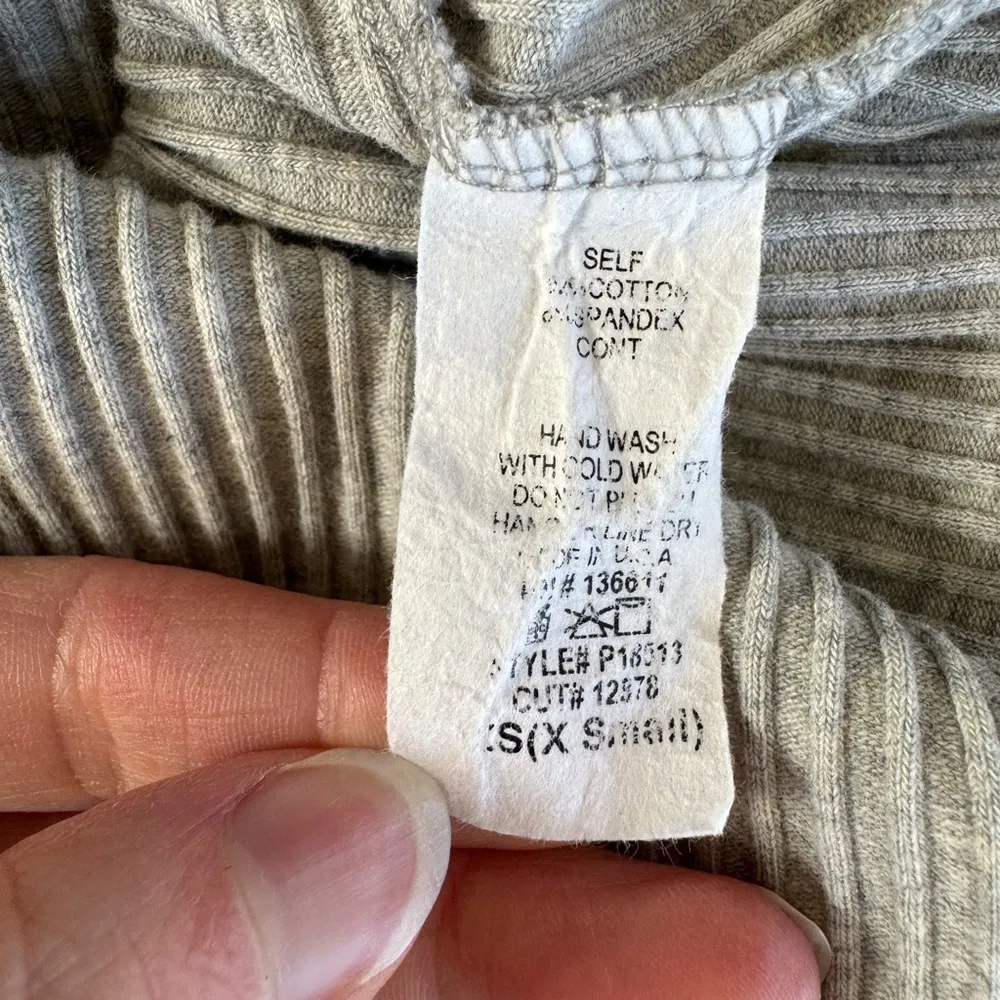 Pulse Light Gray Ribbed Cotton Henley Long Sleeve Top Shirt Size XS - Image 5