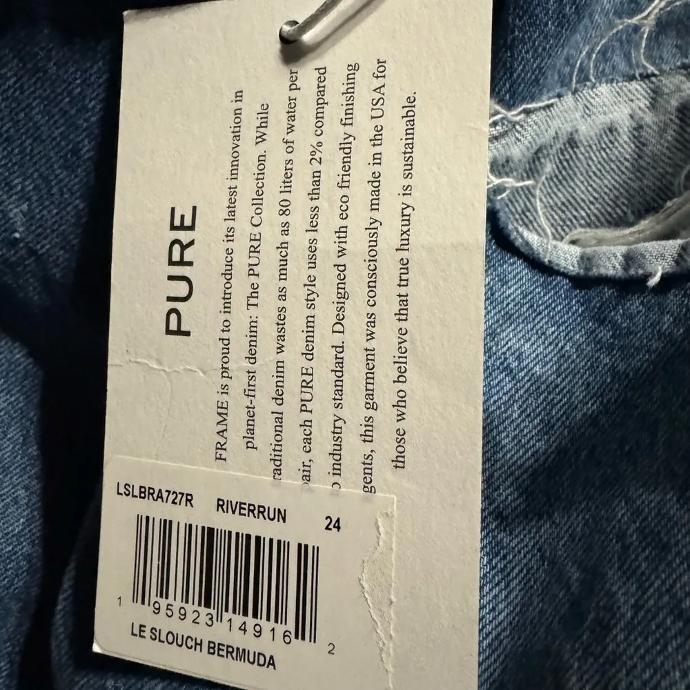 Frame Le Slouch Bermuda Riverrun Distressed High Rise Denim Jean Shorts 24 New - Image 7