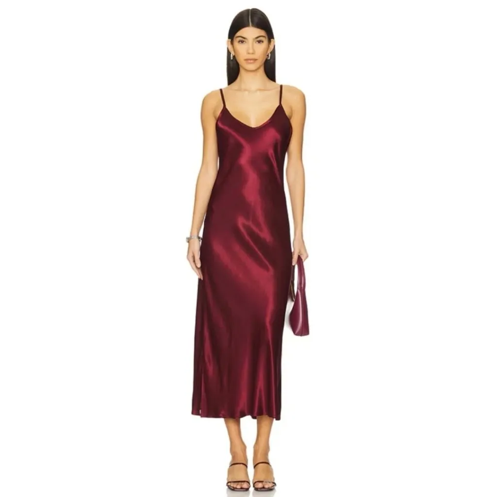 New Enza Costa Bias Cut Slip Dress Ruby Size 2 Medium Red - Image 4