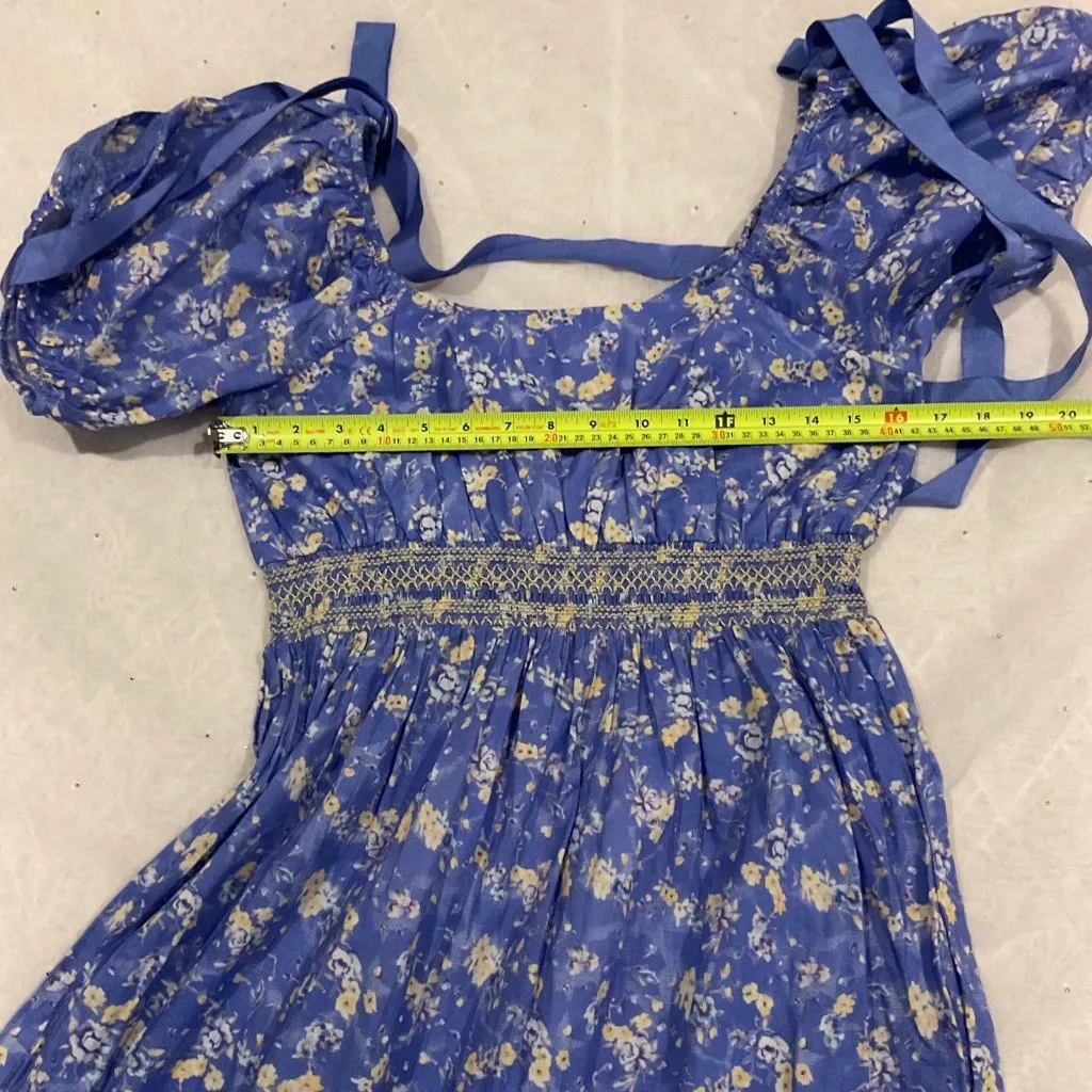NWT LOVESHACKFANCY Angie Maxi Dress Blue Jay COTTON SZ6 - Image 10