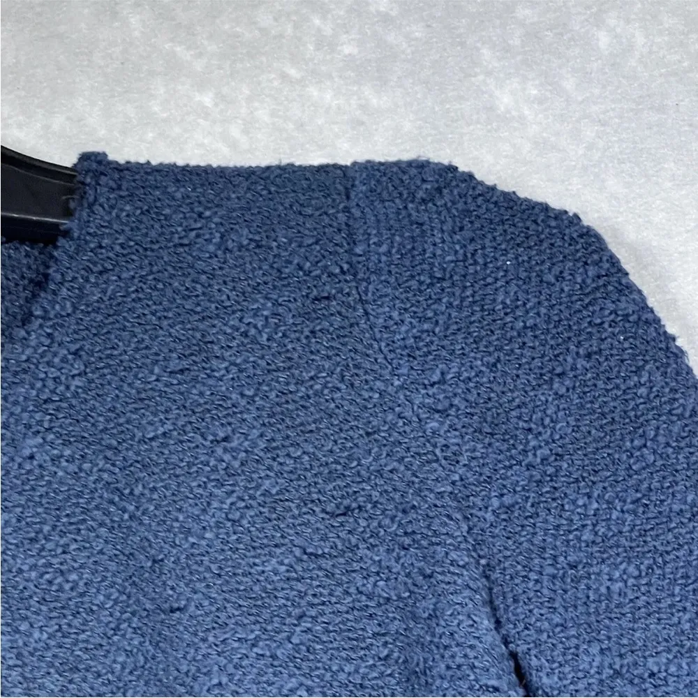 Rebecca Taylor navy blue tweed boucle peplum zip up  blazer - Image 7