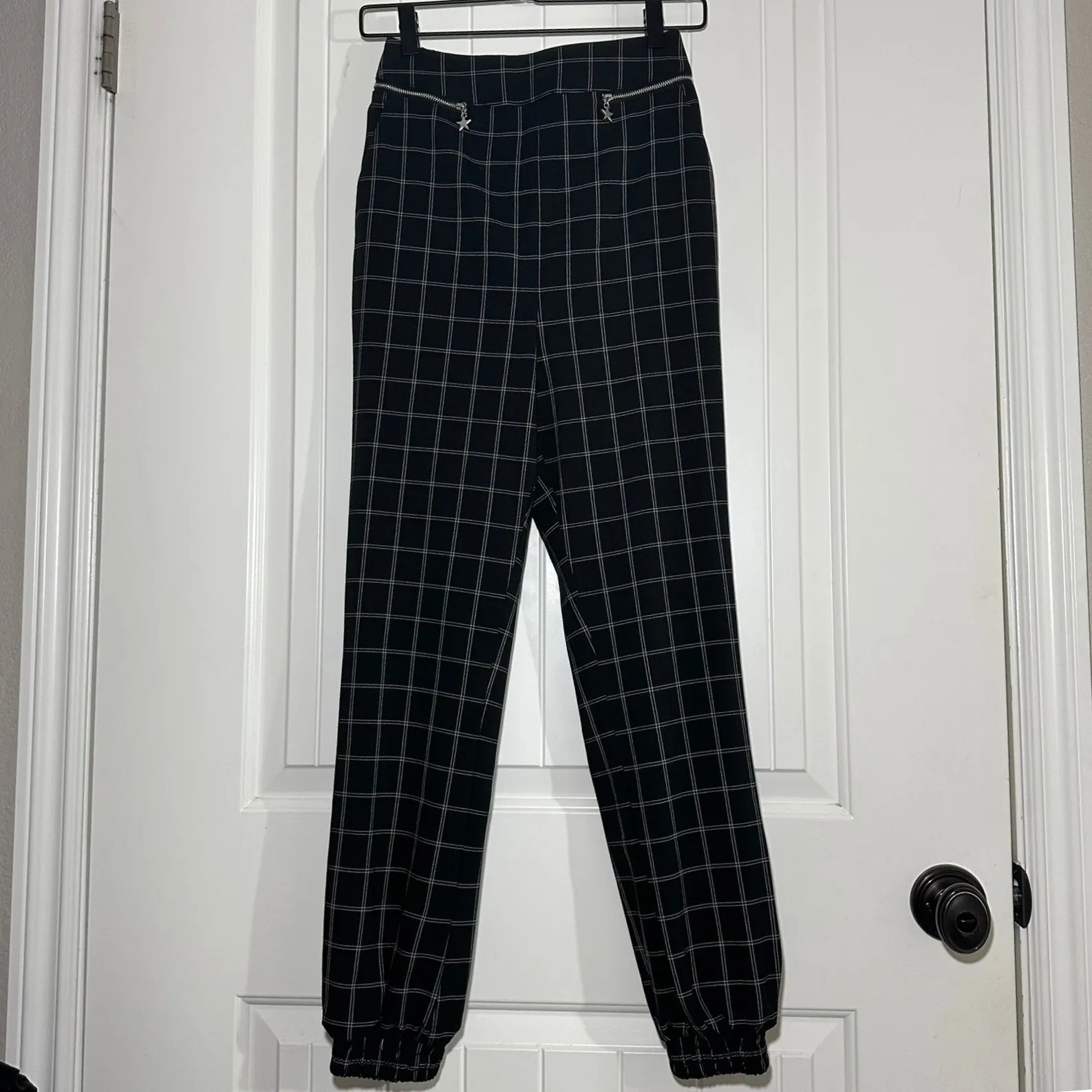 Revolve h:ours | Regina Windowpane‎ Jogger Pants Black Plaid | Women's XS - Image 2