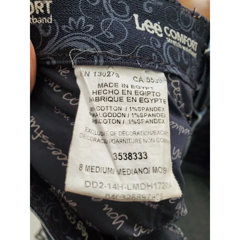 Lee Women Blue Denim Cotton Mid Rise Straight Fit Jeans Pant Size Medium - Image 9
