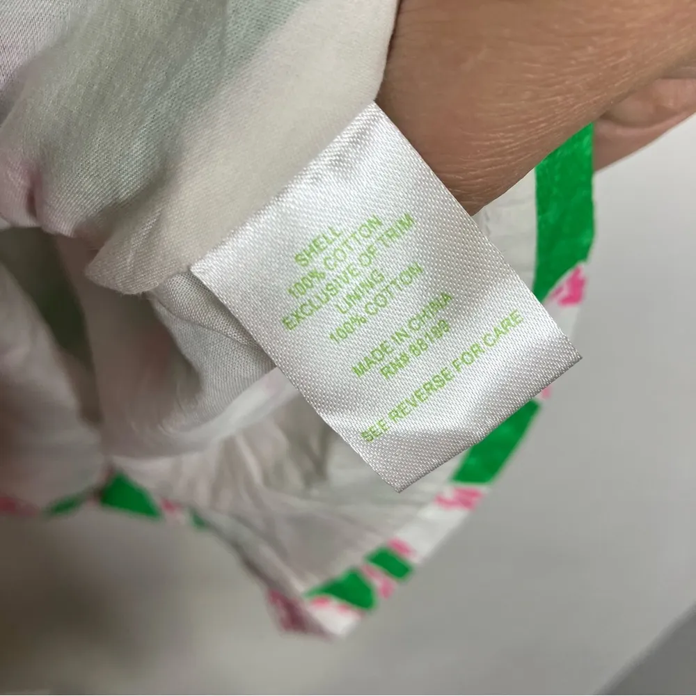 Lilly Pulitzer strapless lily print dress green‎ pink white womens size 2 - Image 7