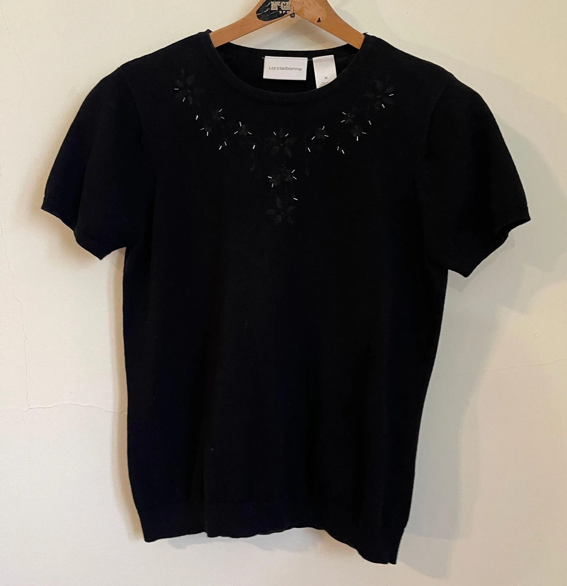 90s  Beaded Embroidered Babydoll Knit Top - Image 2