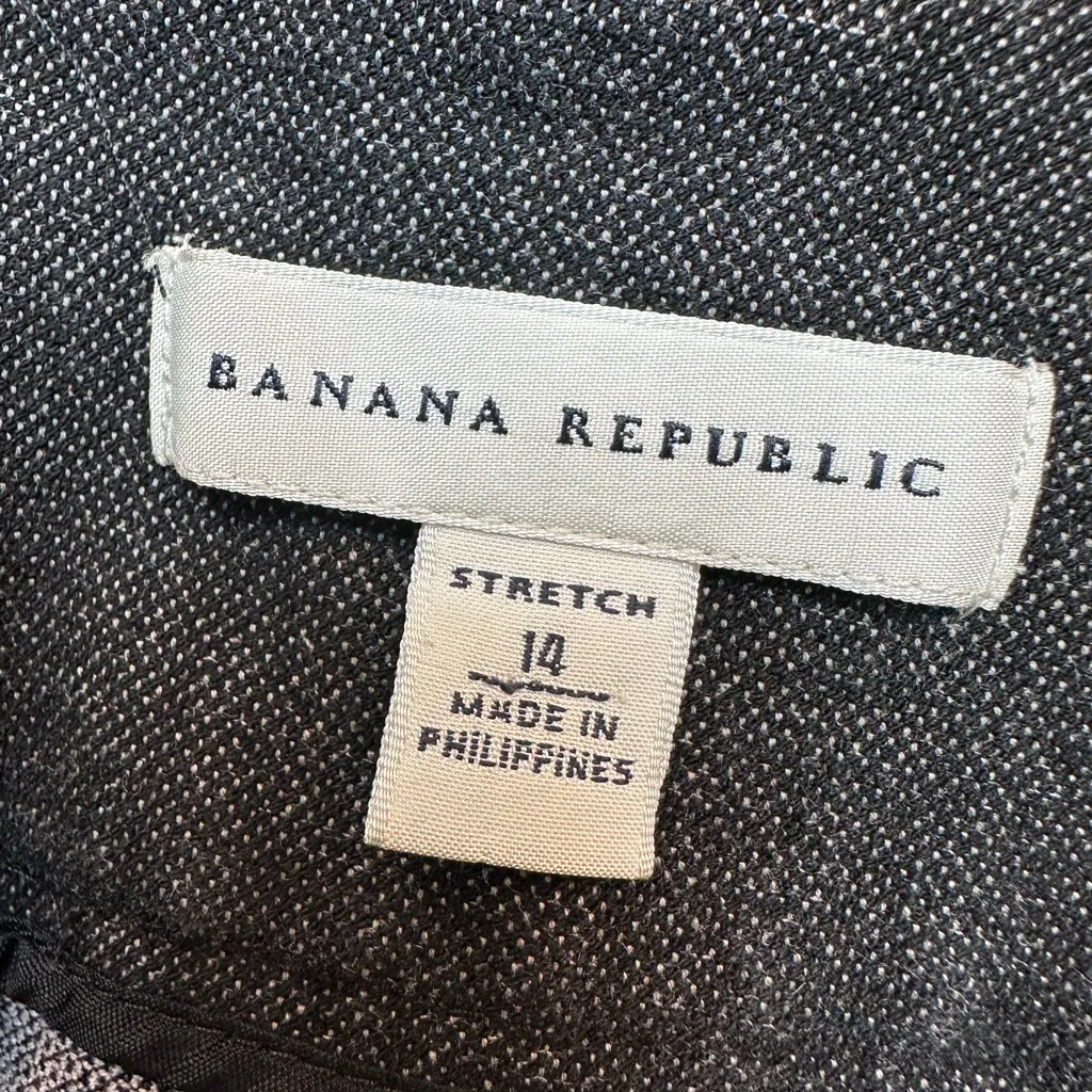 Banana Republic Y2K Gray Stretch Size 14 Large Career Pencil Skirt Herringbone - Image 6