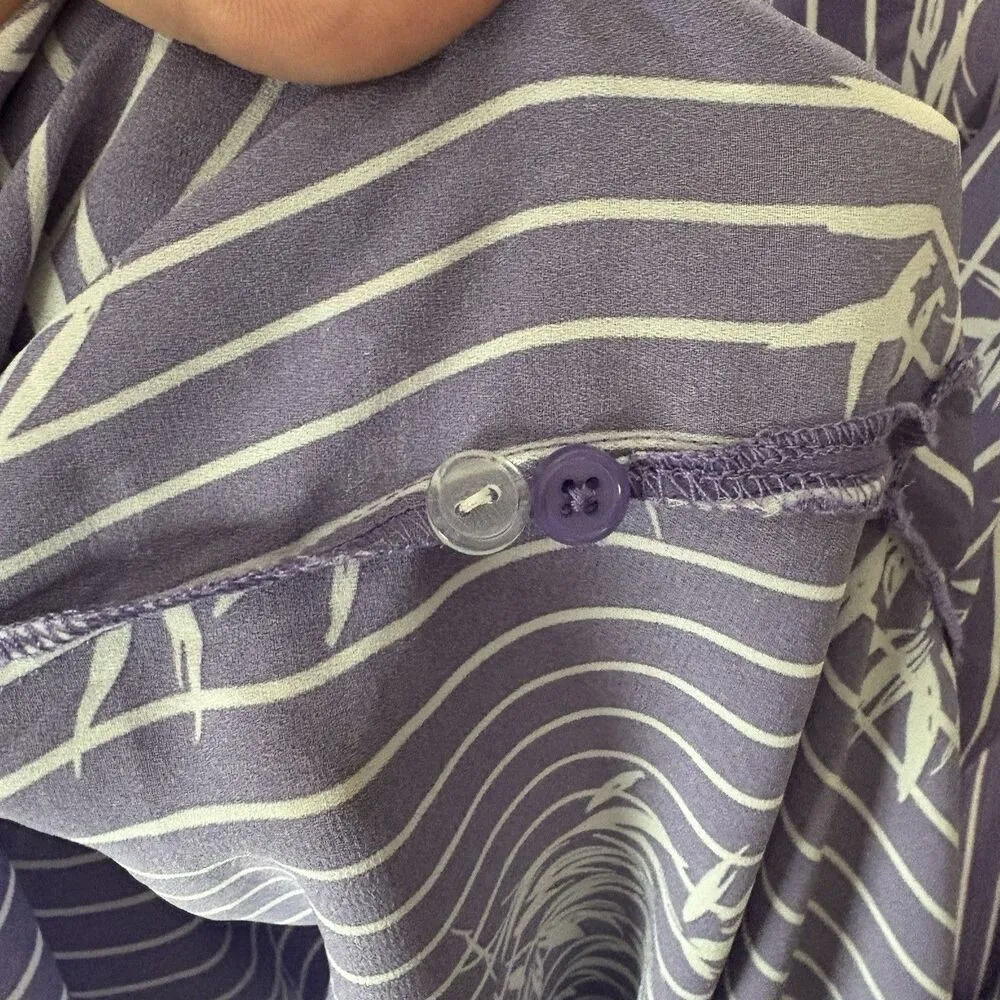 Catherines Shirt Wonens 3X Purple Striped Floral Button Down Shirt Semi Sheer - Image 4