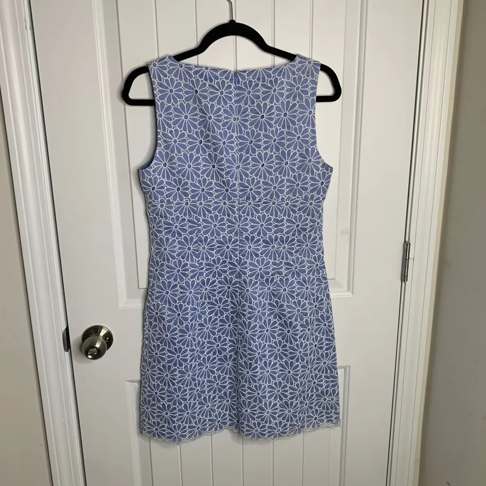 Michael‎ Kors Collection made Italy blue Floral Embroidered Sheath Dress Size 6 - Image 5
