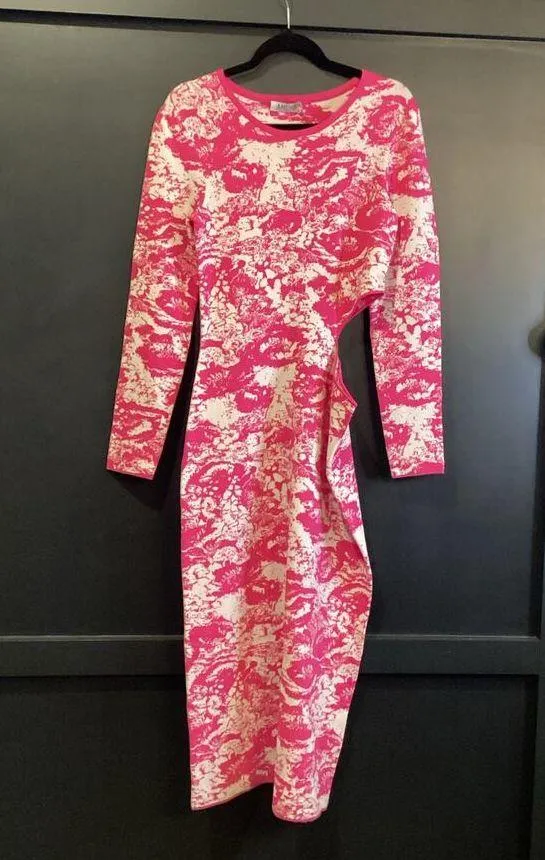 AMUR COOPER CUTOUT JACQUARD midi DRESS MELON pink white TWO TONE
SKETCH FLORAL L Size L - Image 4