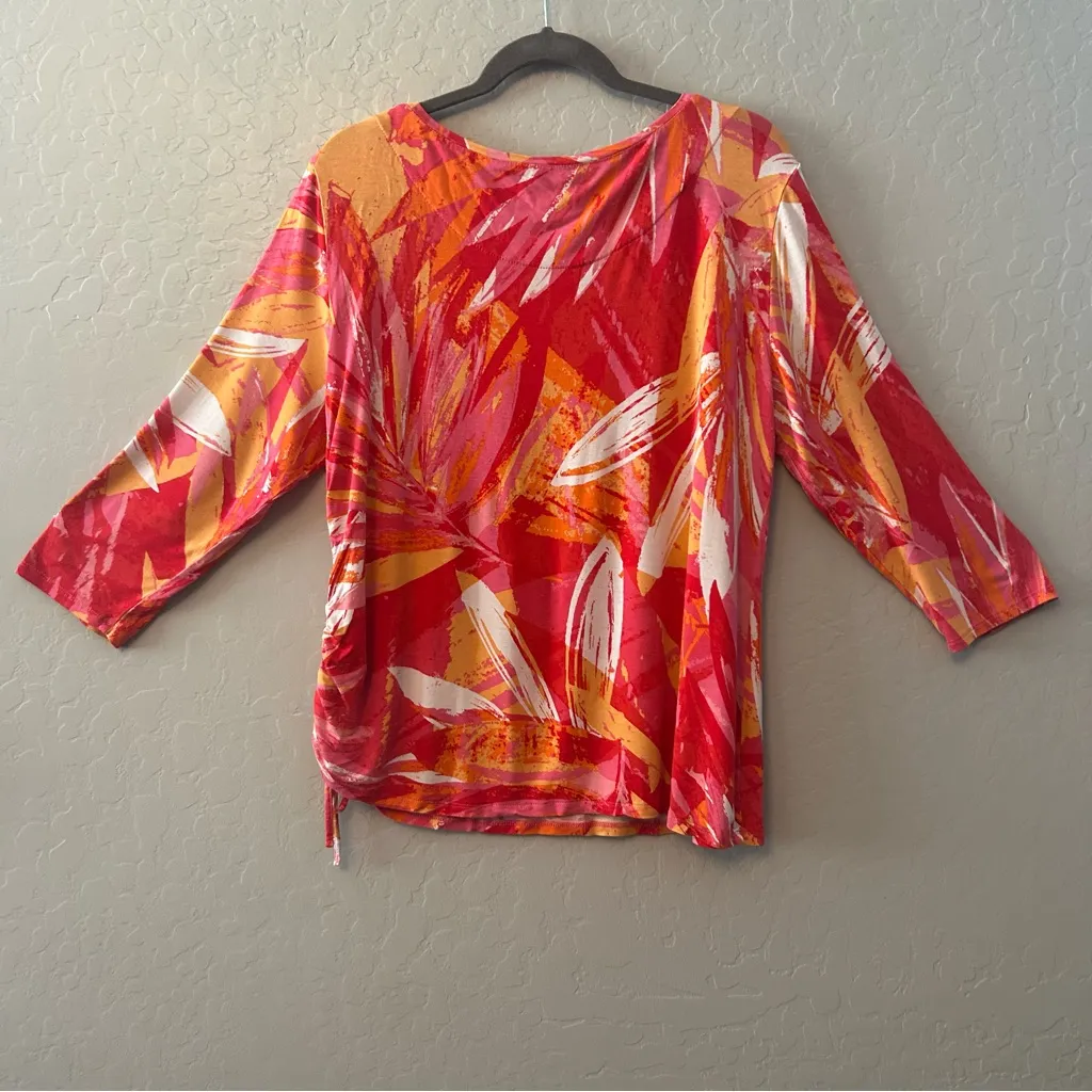 ⭐️Ruby Rd. favorites vibrant pink, orange and white blouse size large - Image 9