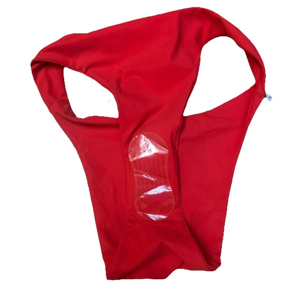 *NEW* Lex Women’s Bikini Set Top S/ Bottom M One Strap High Cut Minimalist Italy Red Size M - Image 8