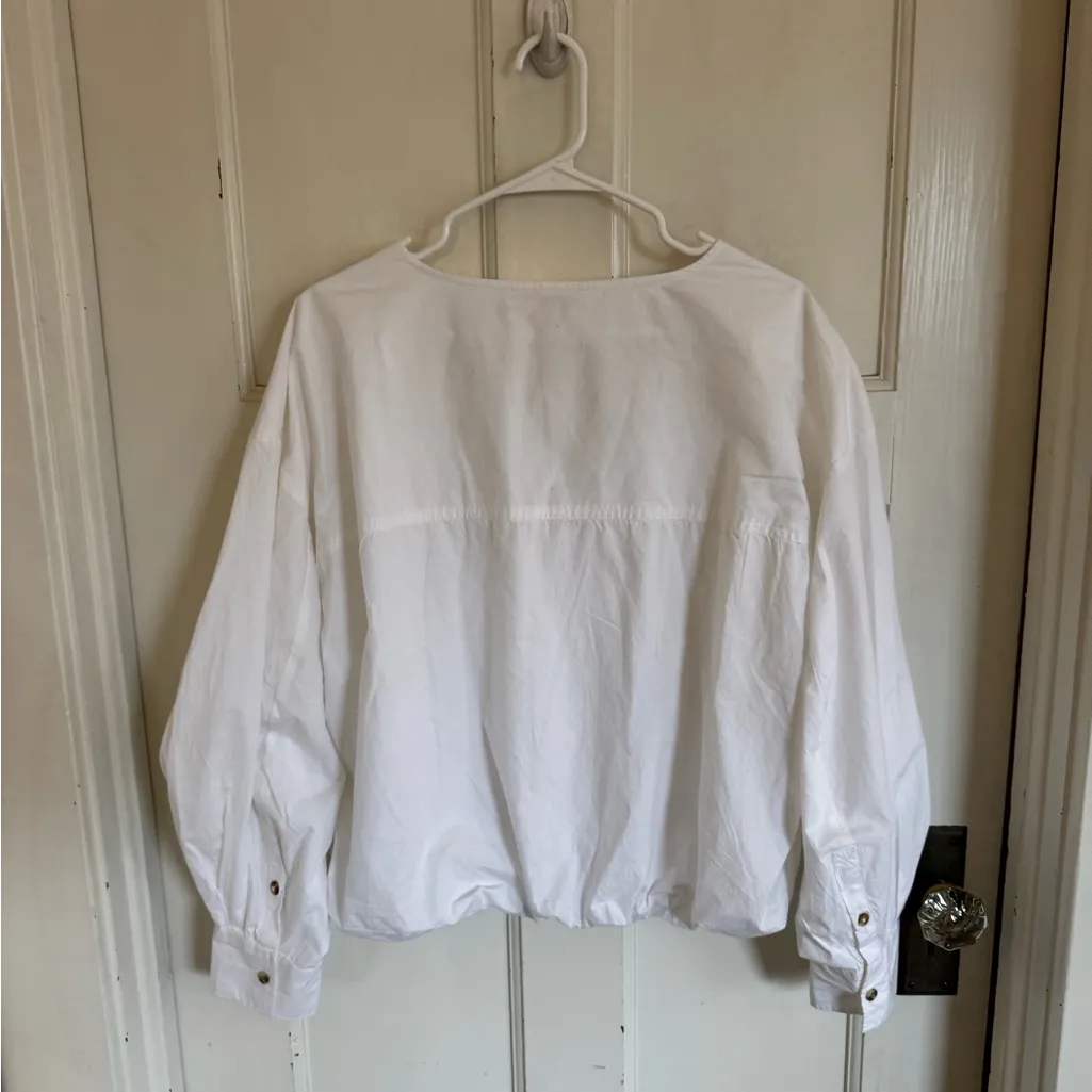 NWT Pilcro Cocoon white bubble blouse size large - Image 9