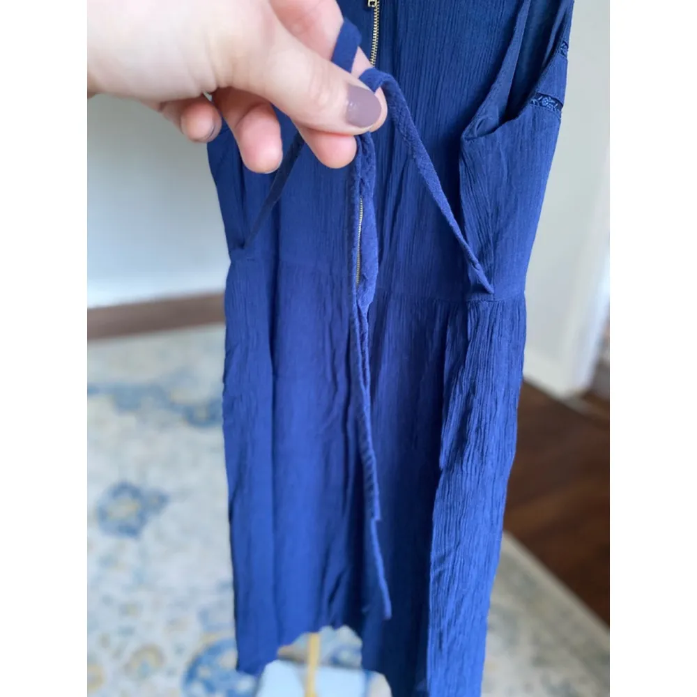 Princess Vera Wang Mini Dress Embroidered Wedding Summer Boho Navy Resort Vaca Blue Size L - Image 4